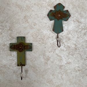 Hobby Lobby Wooden Metal Accents Cross (2) Hangers